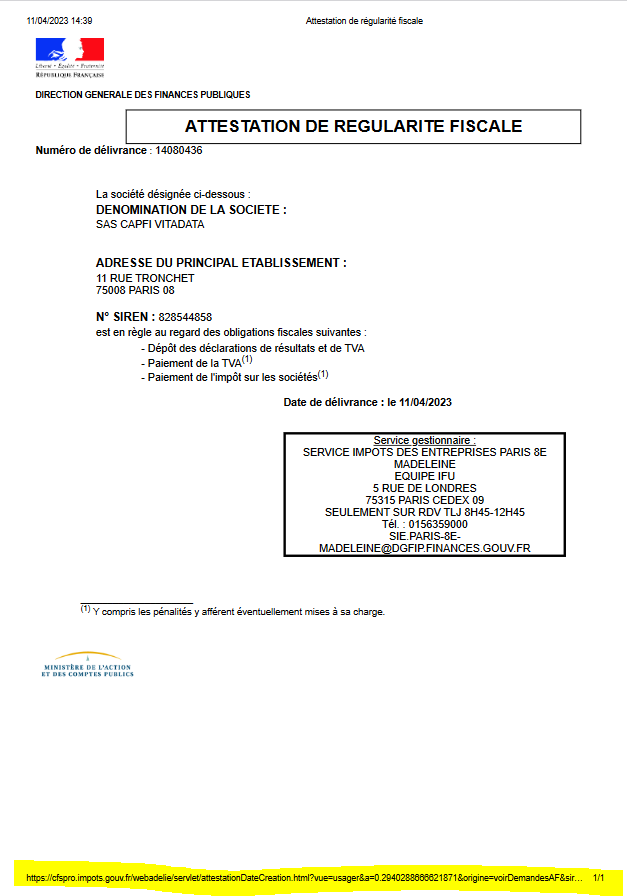 L'attestation de régularité fiscale – Provigis