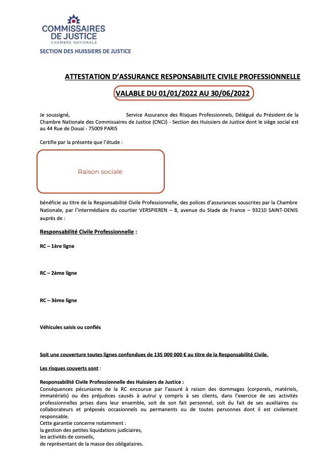 L attestation D assurance Responsabilit Civile Professionnelle RCP 