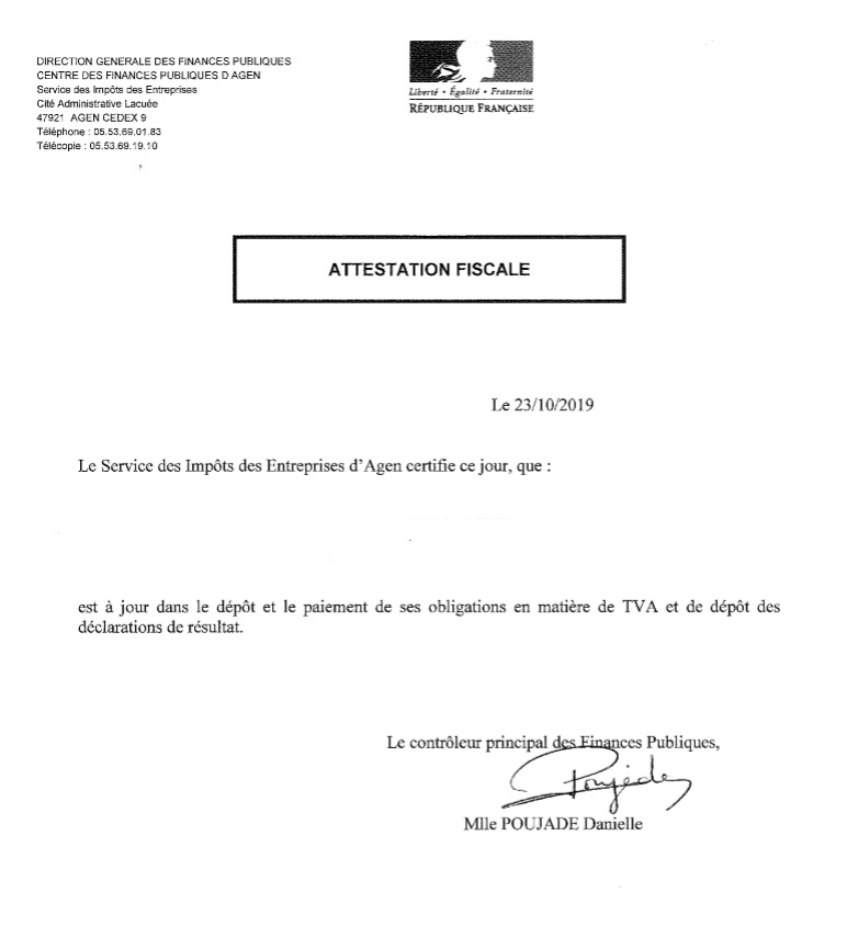 L'attestation de régularité fiscale – Provigis